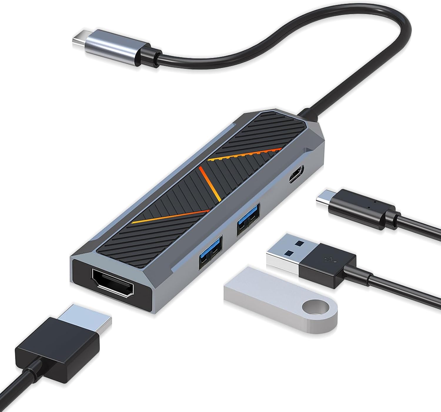 4-i-1 USB-C Hub ma 4k 60hz hdmi stealiter