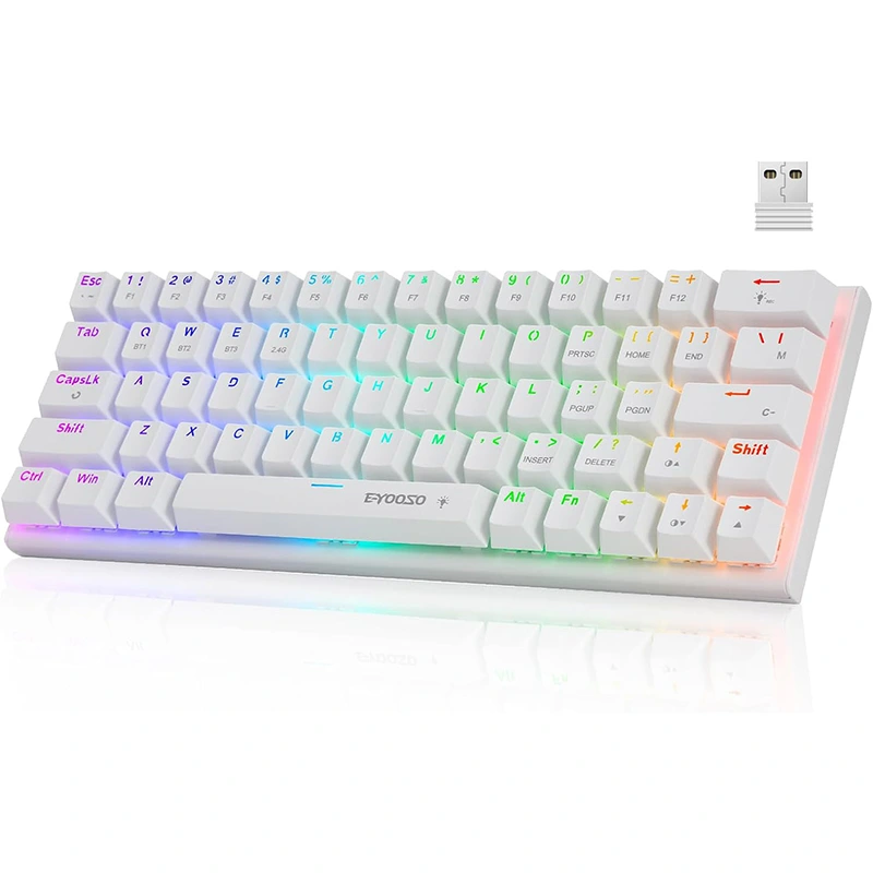 63 RGB Ki uaealesi BT 2.4GHz ituaiga-c Mechanical Gaming Keyboard