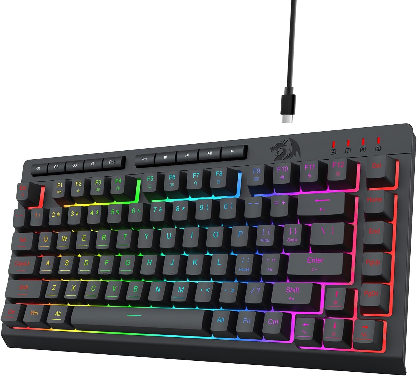 Black K524 uaea Gamting RGB Backling, 75% keyboard